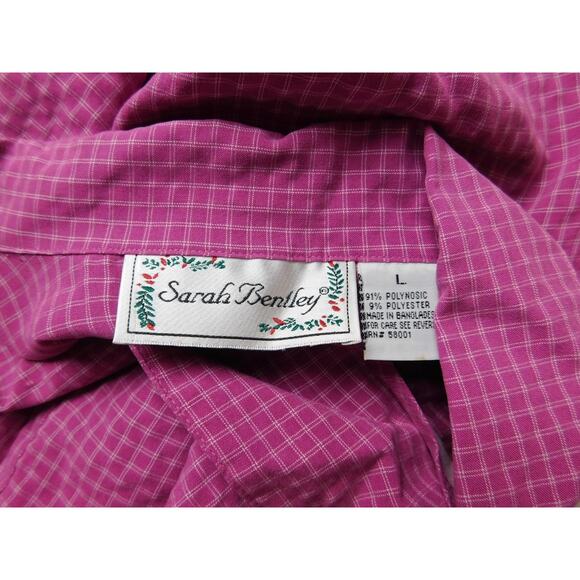 Sarah Bentley Shirt Large Purple Plaid Long Sleeve Button Down - Picture 5 of 7